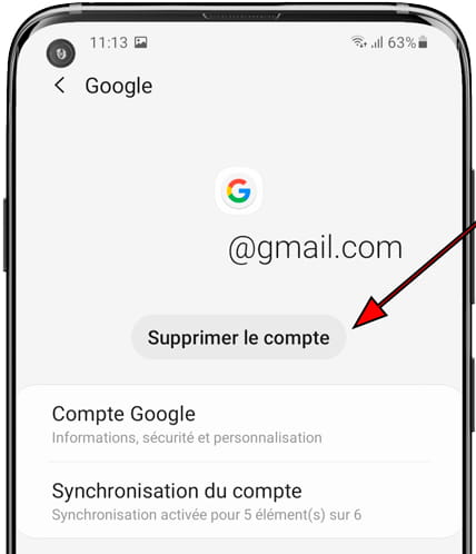 Supprimer compte Samsung