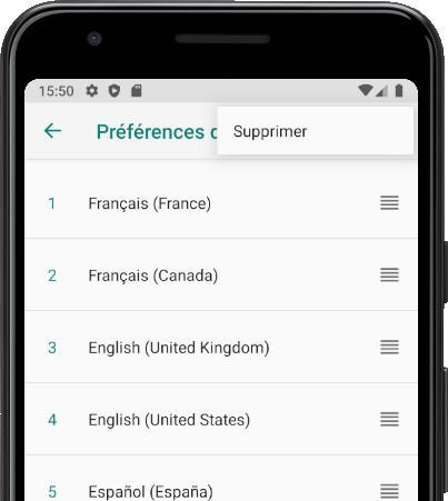 Supprimer langues Android