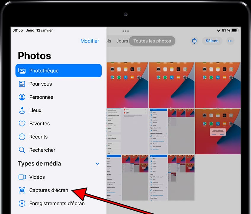 Types de média: captures d'écran Apple iPad 3 Wi-Fi