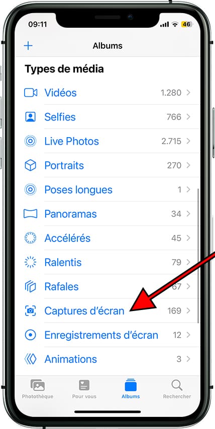 Types de média: captures d'écran Apple iPhone 16