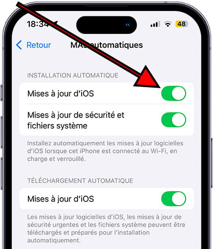 Mises à jour iOS iPhone