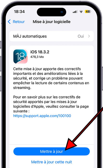Mettre à jour maintenant iPhone