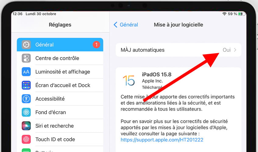 Mises à jour automatiques iPhone