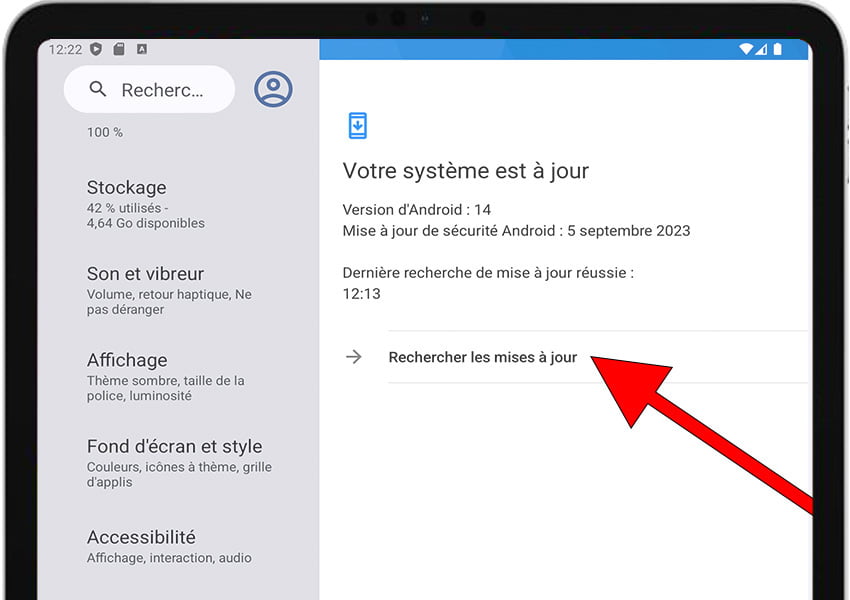 Rechercher mise à jour Android