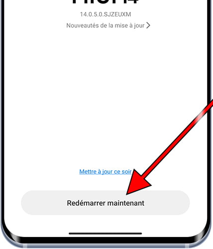 Redémarrer après mise à jour Xiaomi