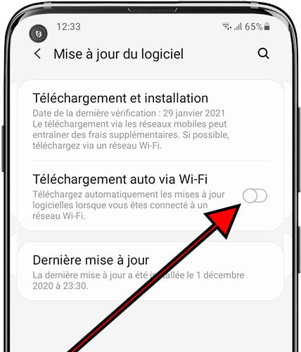 Téléchargement automatique avec Wi-Fi Samsung Galaxy