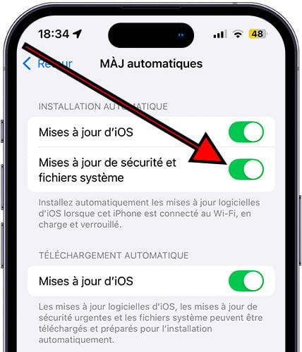 Réponses de sécurité et fichiers système iPhone