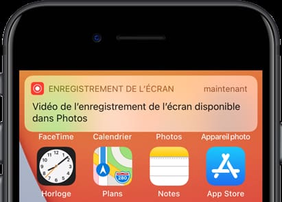 Message d'enregistrement d'écran enregistré