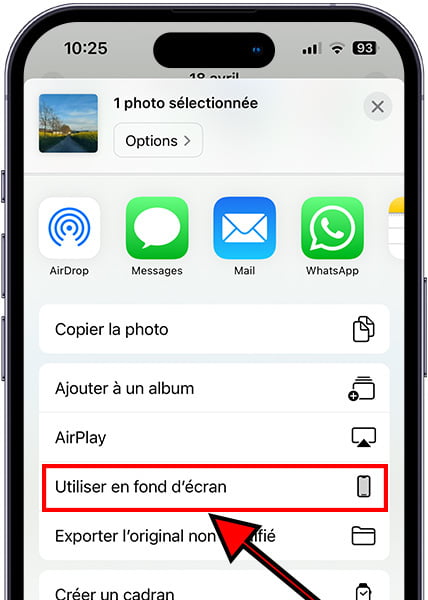 Utiliser comme fond d'écran depuis la galerie sur iPhone