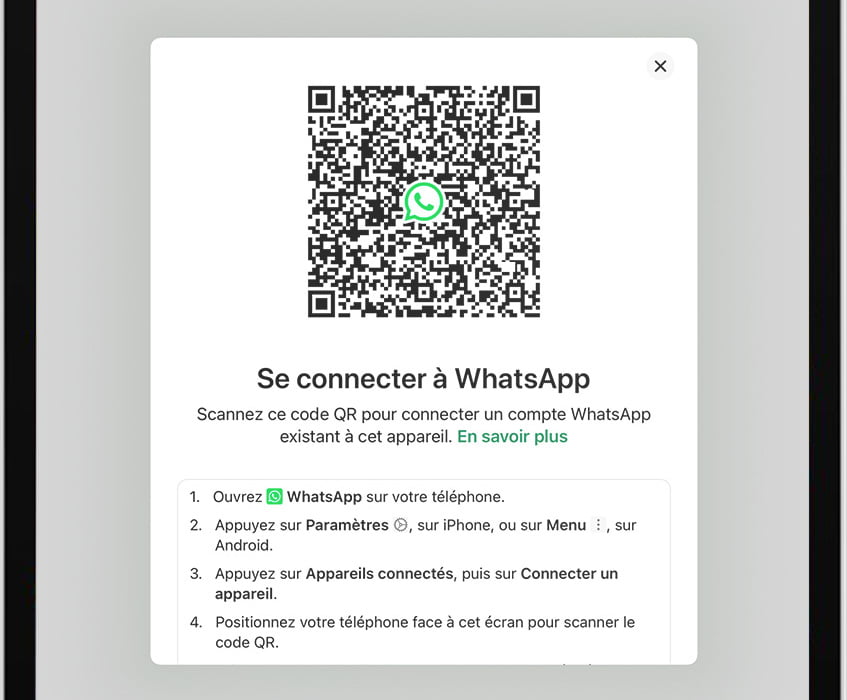 Se connecter à WhatsApp depuis l'iPad