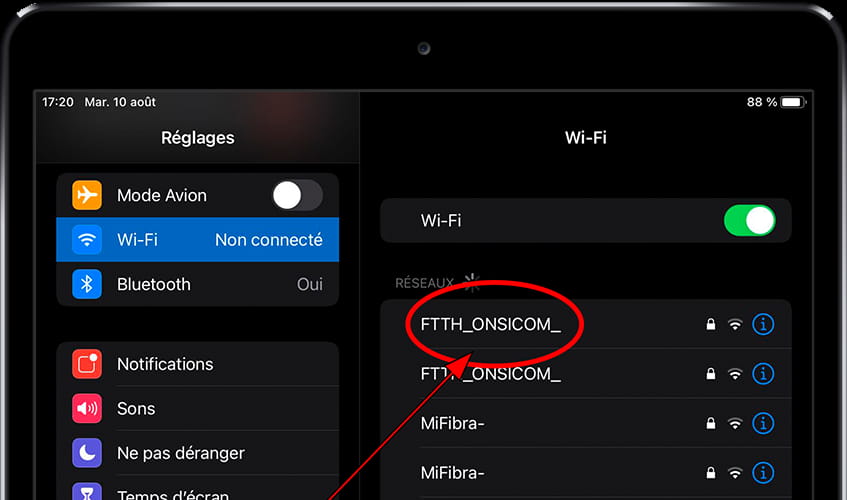 Réseaux Wi-Fi iPad